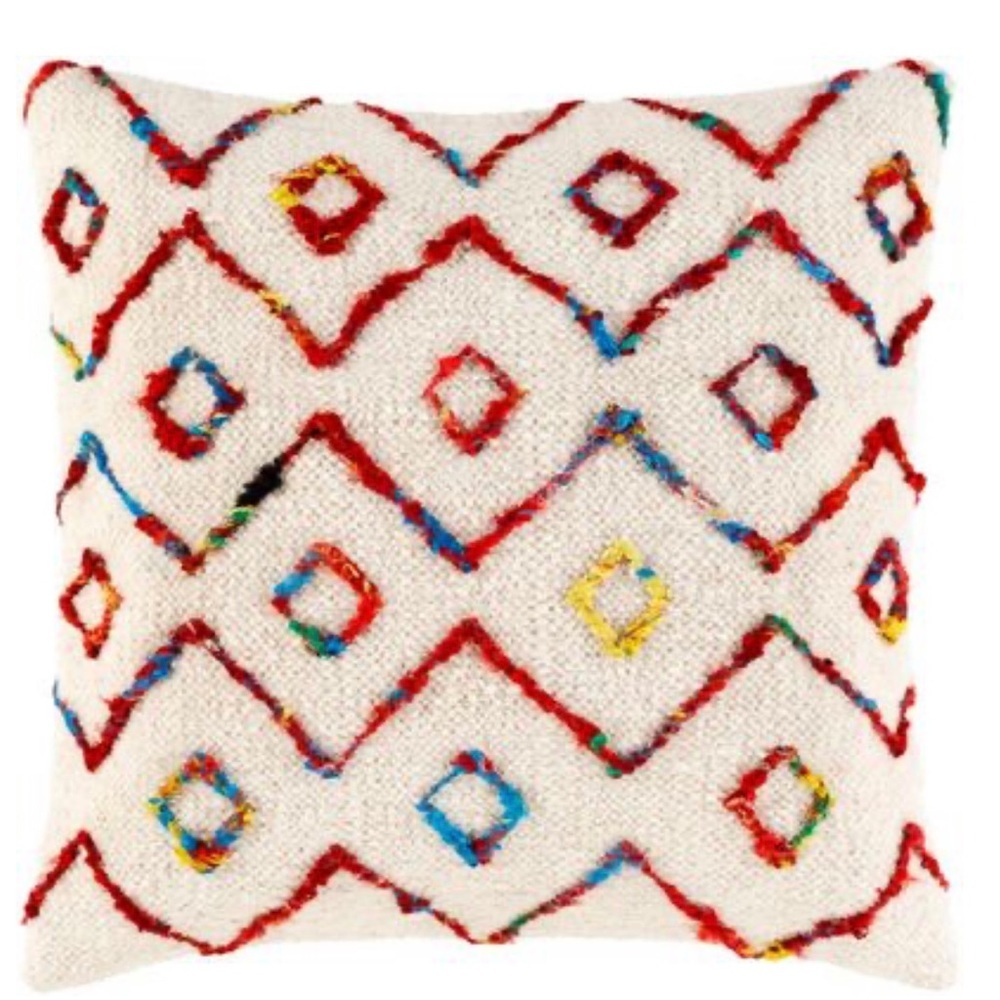 SURYA Nettie Hand-Woven Khaki / Red Throw Pillow Cover, NWT